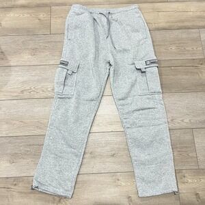 NWOT DR Dream USA Mens L Baggy Gray Heavyweight Fleece Cargo Pants Sweatpants